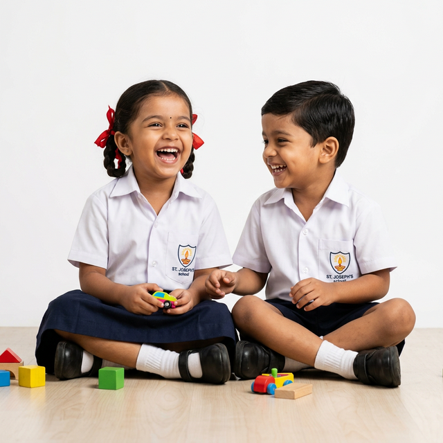Happy children learning together